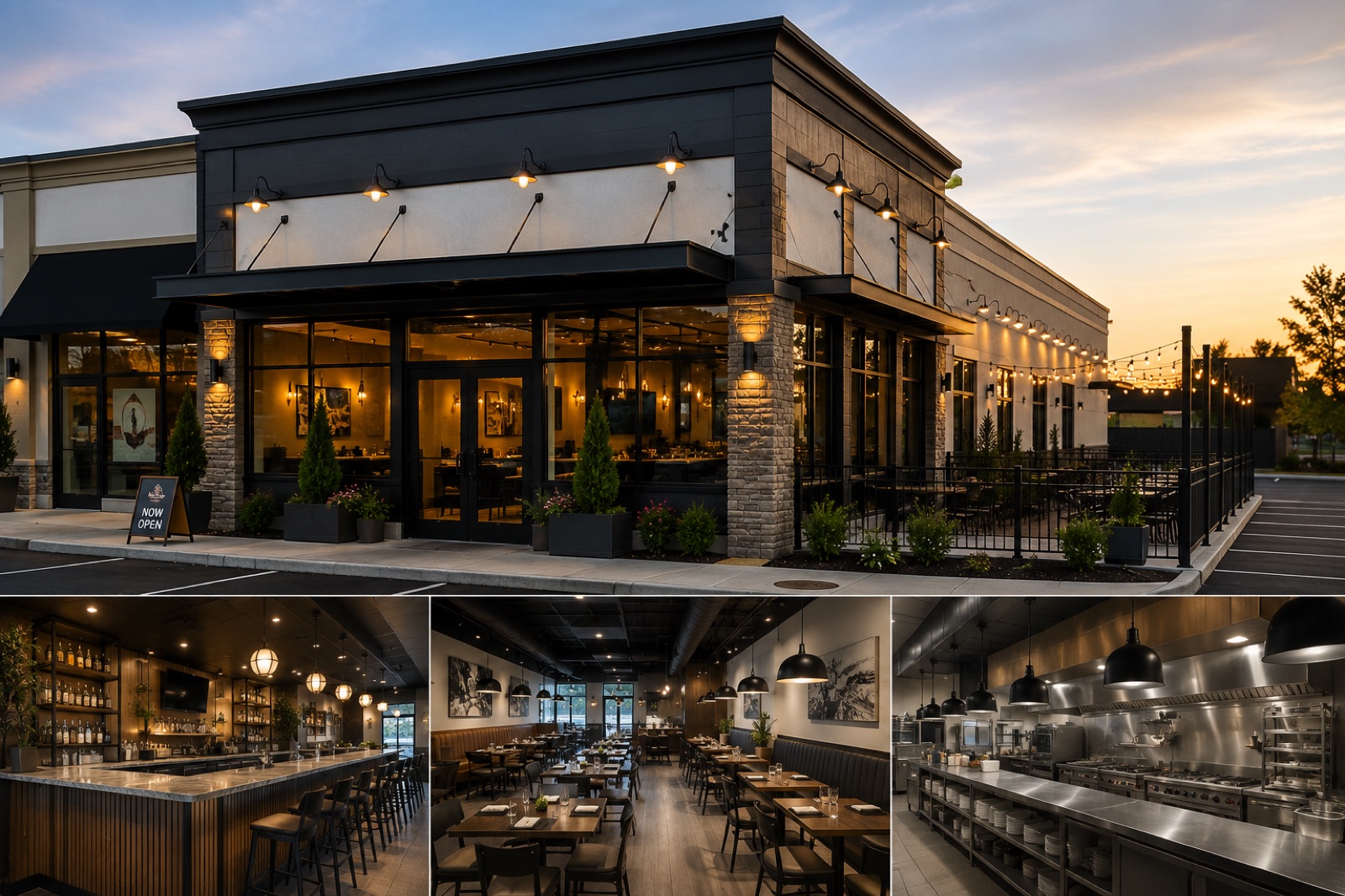 Restaurant build-out with storefront, bar, dining room and commercial kitchen in Ann Arbor, Michigan